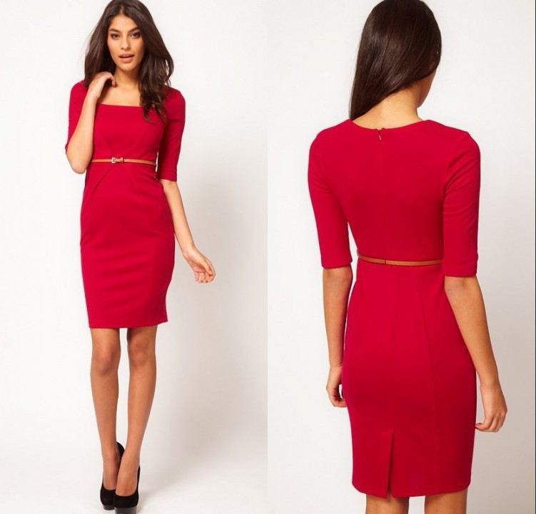 Bayan Resmi Giyim Kırmızı Elbise